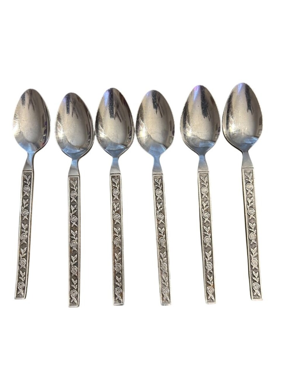 Set Of 6 Interpur Mexicaly Rose Stainless Steel Tea Spoons Japan Discontinued